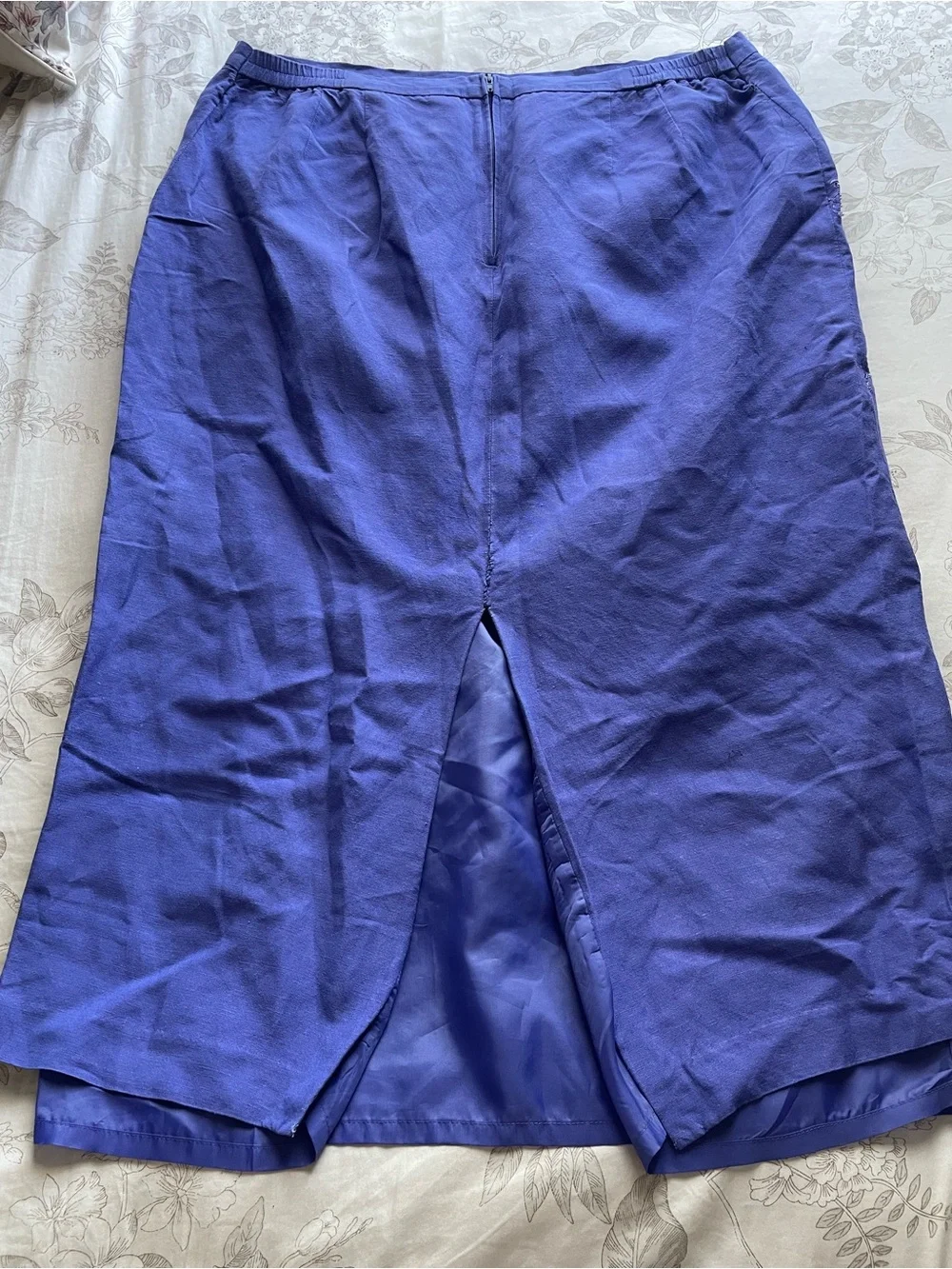 Purple Linen Beaded Floral Maxi Skirt XL Fairycore Whimsical Feminine Dainty 90s